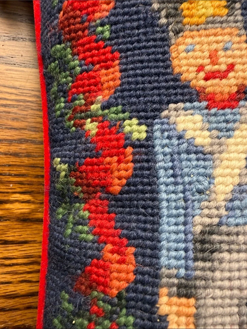 Williamsburg Christmas Wool Needlepoint Pillow Toy Soldiers Drum Horse Vintage